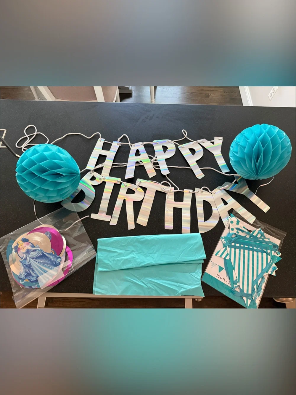 Cinderella/Teal themed birthday party decorations